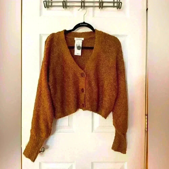 Hooked Up by IOT Sweaters - Hooked up NWT Juniors' Textured Button-Front Cardigan Brown Size Large